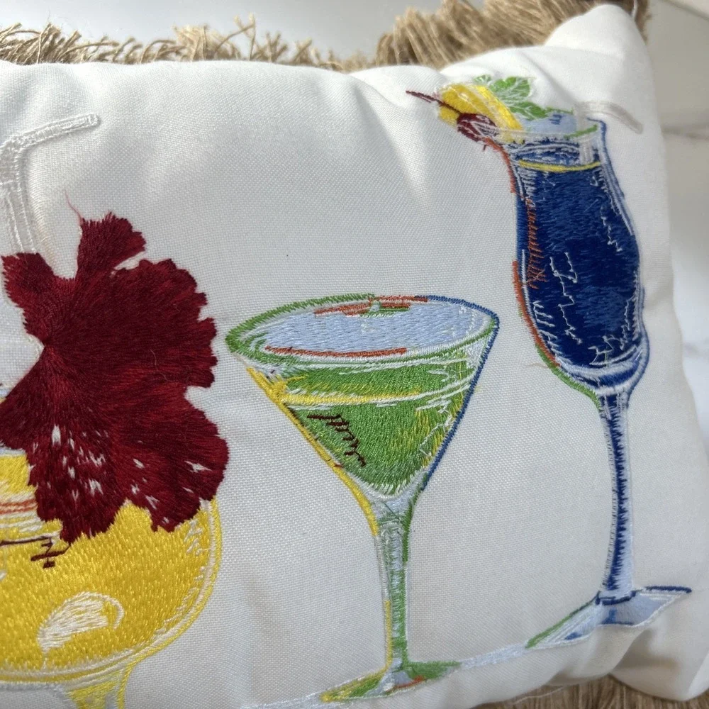 NWT‎ Tommy Bahama Rectangular Indoor/outdoor Pillow With Cocktail Happy Hour